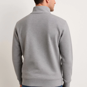 Erkek Dik Yaka Yarım Fermuarlı 3 İplik Pamuklu Sweatshirt – Gri