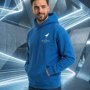 Erkek Baskılı Kapüşonlu Cepli Hoodie 3 İplik Pamuklu Sweatshirt – Saks Mavisii
