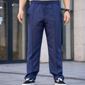 Erkek Keten Cepli Çıma Dikişli jogger Buggy Pantalon Rahat kalıp – Lacivert