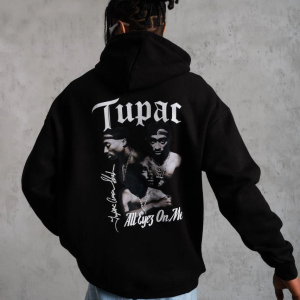 Erkek Kapüşonlu Kanguru Cepli Sweatshirt 3 İplik Pamuklu Baskılı Hoodie – Siyah