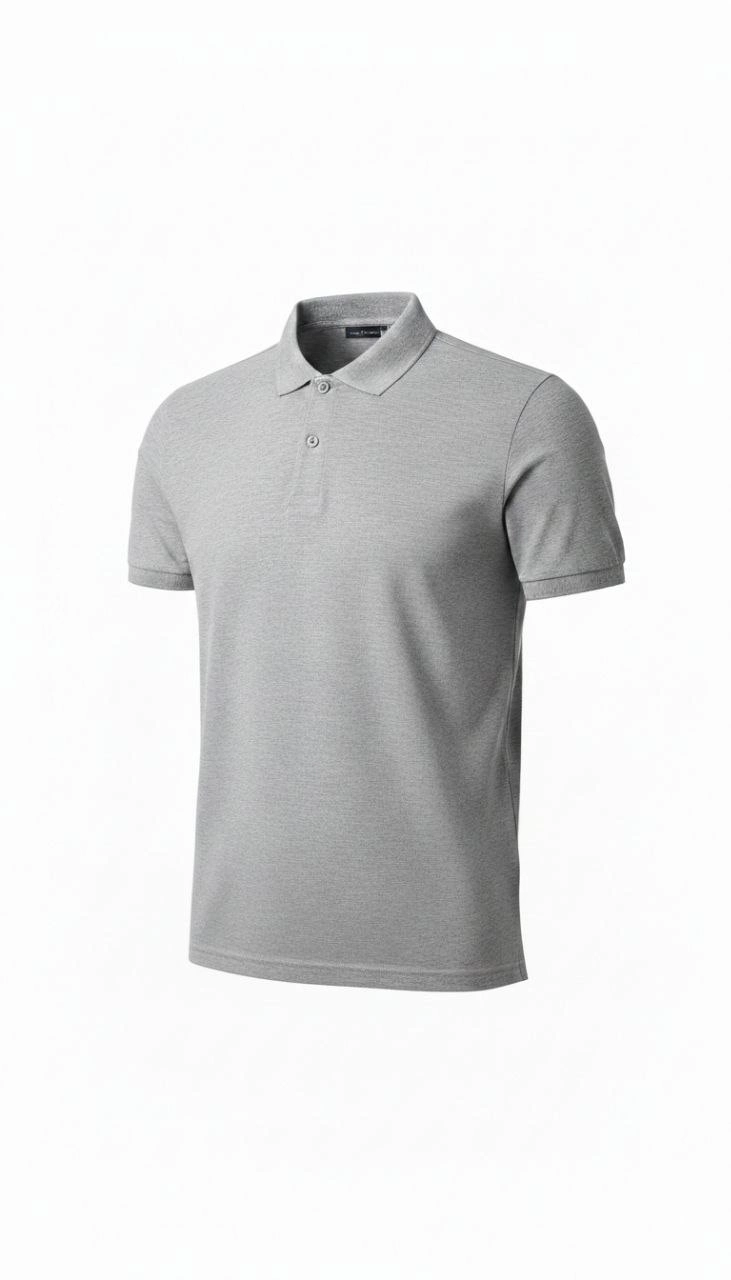 Erkek Polo Yaka Düğmeli Pike Kumaş Tişört Regular Fit Kısa Kol T-Shirt – Gri