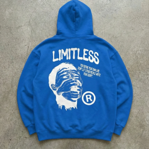 Erkek Baskılı Kapüşonlu Cepli Hoodie 3 İplik Pamuklu Sweatshirt – Saks Mavisi