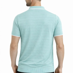 Erkek Yazlık Dokuma Triko Tişört Düğmesiz Polo Yaka Kısa Kol T-Shirt – Mint yeşili