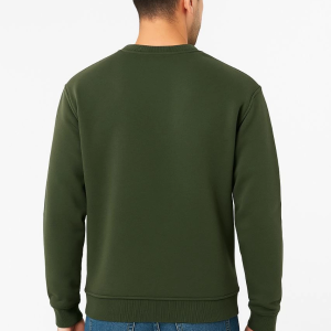 Erkek 3 İplik Pamuklu Düz Bisiklet Yaka SweatShirt – Haki