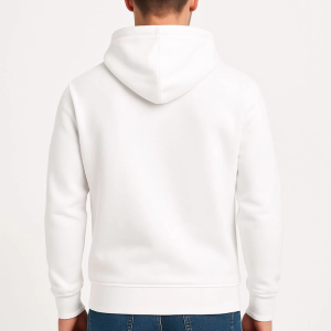 Erkek 3 İplik Pamuklu Kapüşonlu Kanguru Cepli SweatShirt hoodie – Beyaz