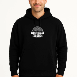 Erkek Kapüşonlu Kanguru Cepli Sweatshirt 3 İplik Pamuklu Baskılı Hoodie – Siyah