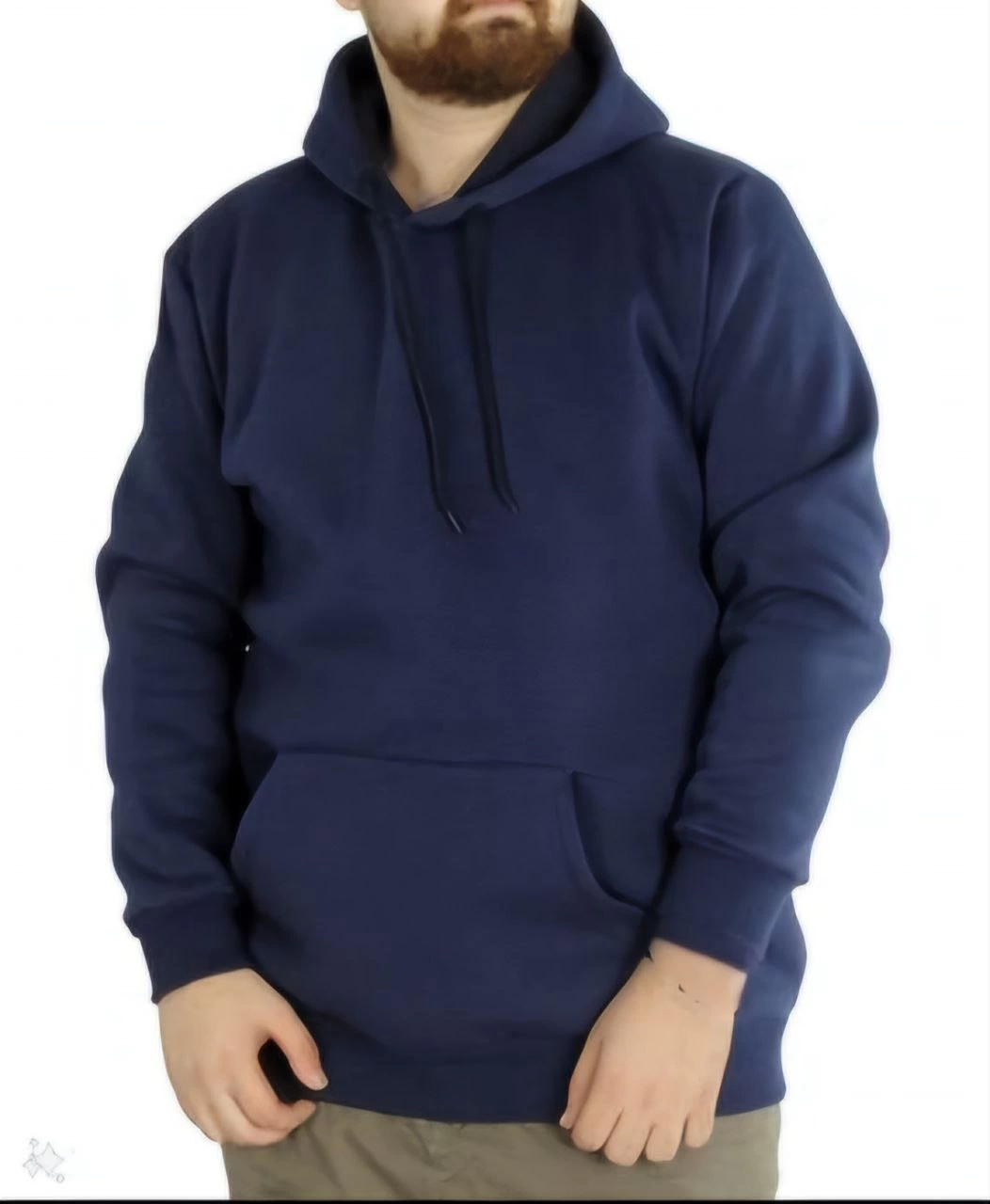 Erkek 3 İplik Pamuklu Kapüşonlu Cepli Oversize Hoodie Sweatshirt – Lacivert