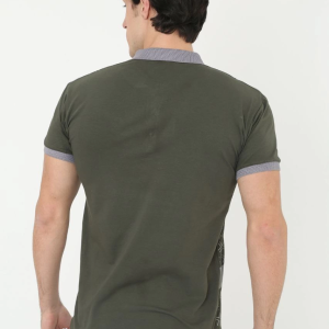 Erkek Polo Yaka tişört Slim Fit Baskılı Kısa kol T-Shirt – Haki
