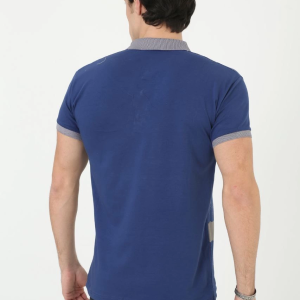 Erkek Polo Yaka tişört Slim Fit Baskılı Kısa kol T-Shirt – Mavi