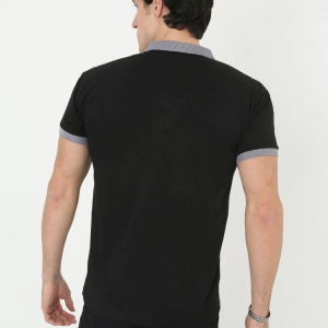 Erkek Polo Yaka tişört Slim Fit Baskılı Kısa kol T-Shirt – Siyah