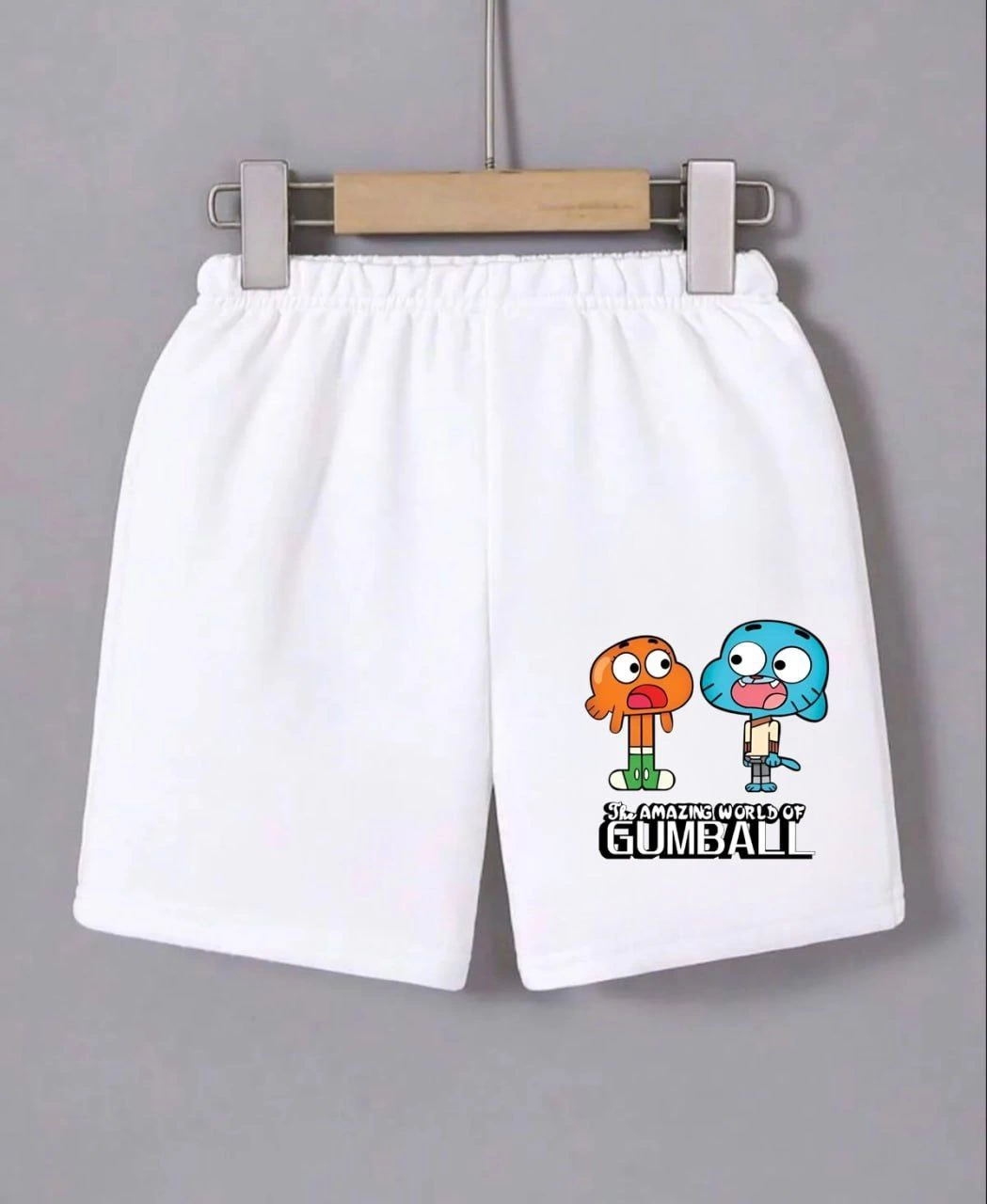 Kadın Beli Lastikli Baskılı Mini Şort – Beyaz