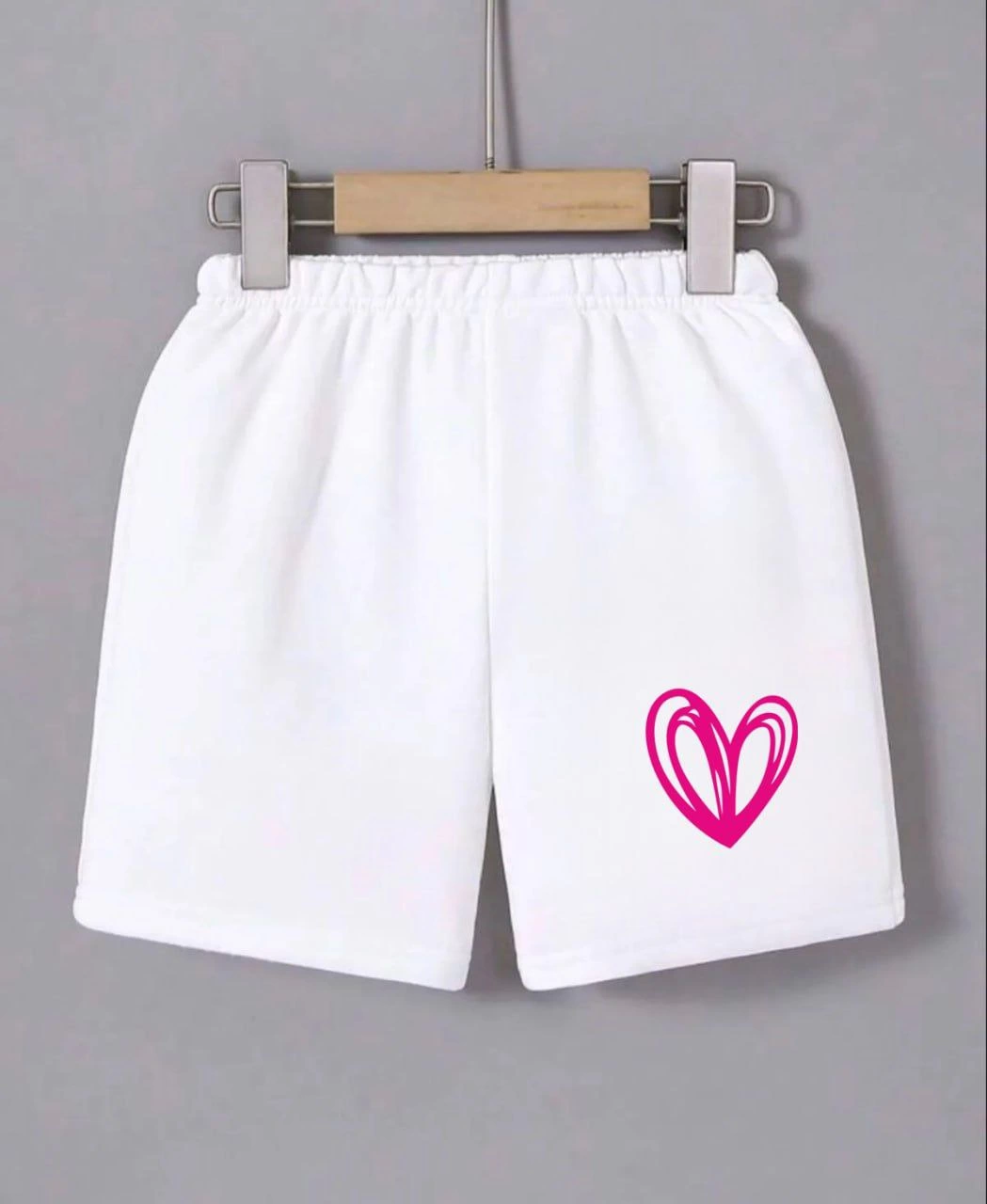 Kadın Beli Lastikli Baskılı Mini Şort – Beyaz
