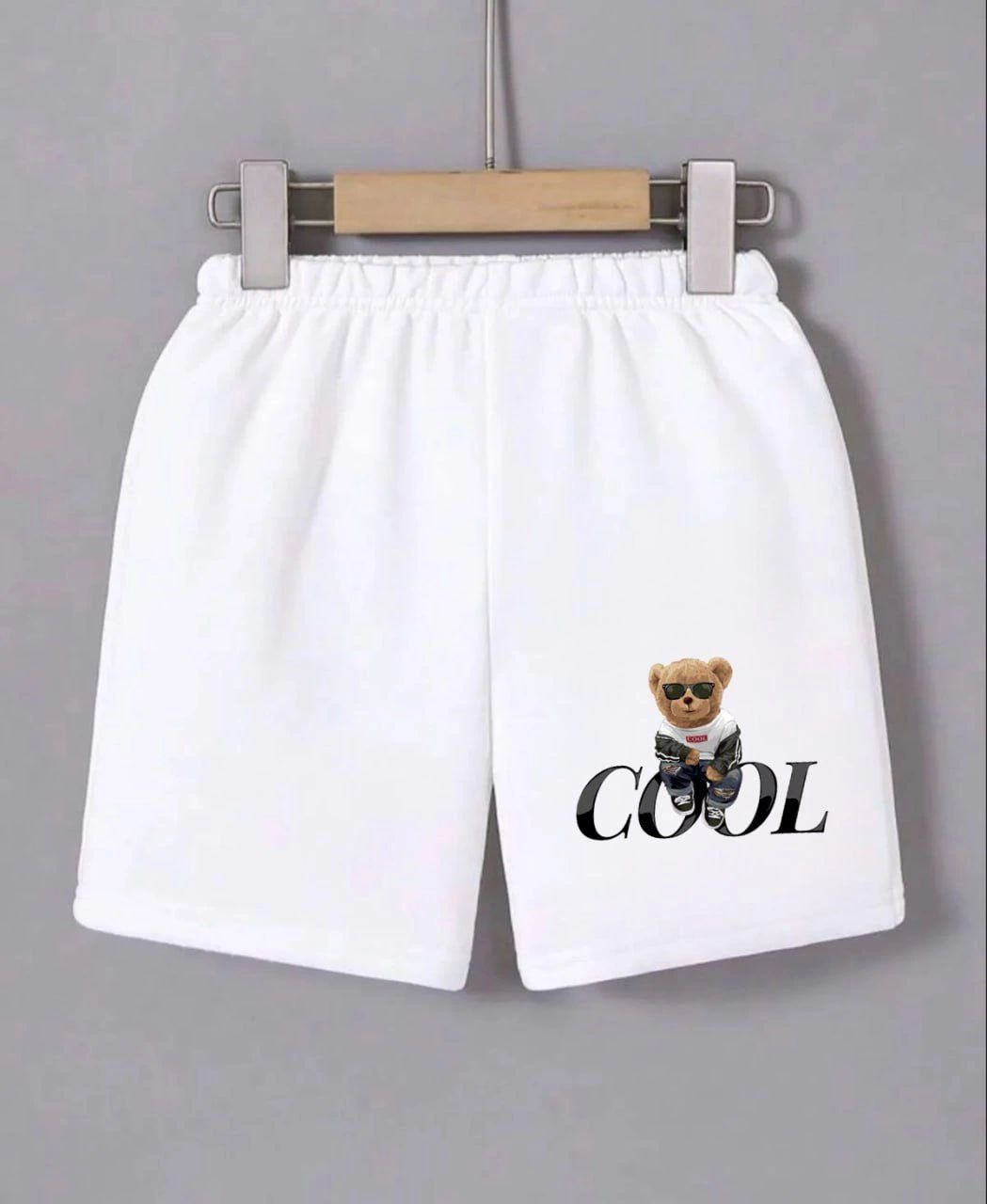 Kadın Beli Lastikli Baskılı Mini Şort – Beyaz
