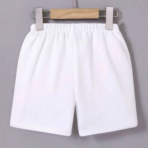 Kadın Beli Lastikli Baskılı Mini Şort – Beyaz