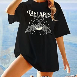 Kadın Baskılı T-Shirt Kısa Kol Bisiklet Yaka Oversize Rahat Kalıp Tişört – Siyah