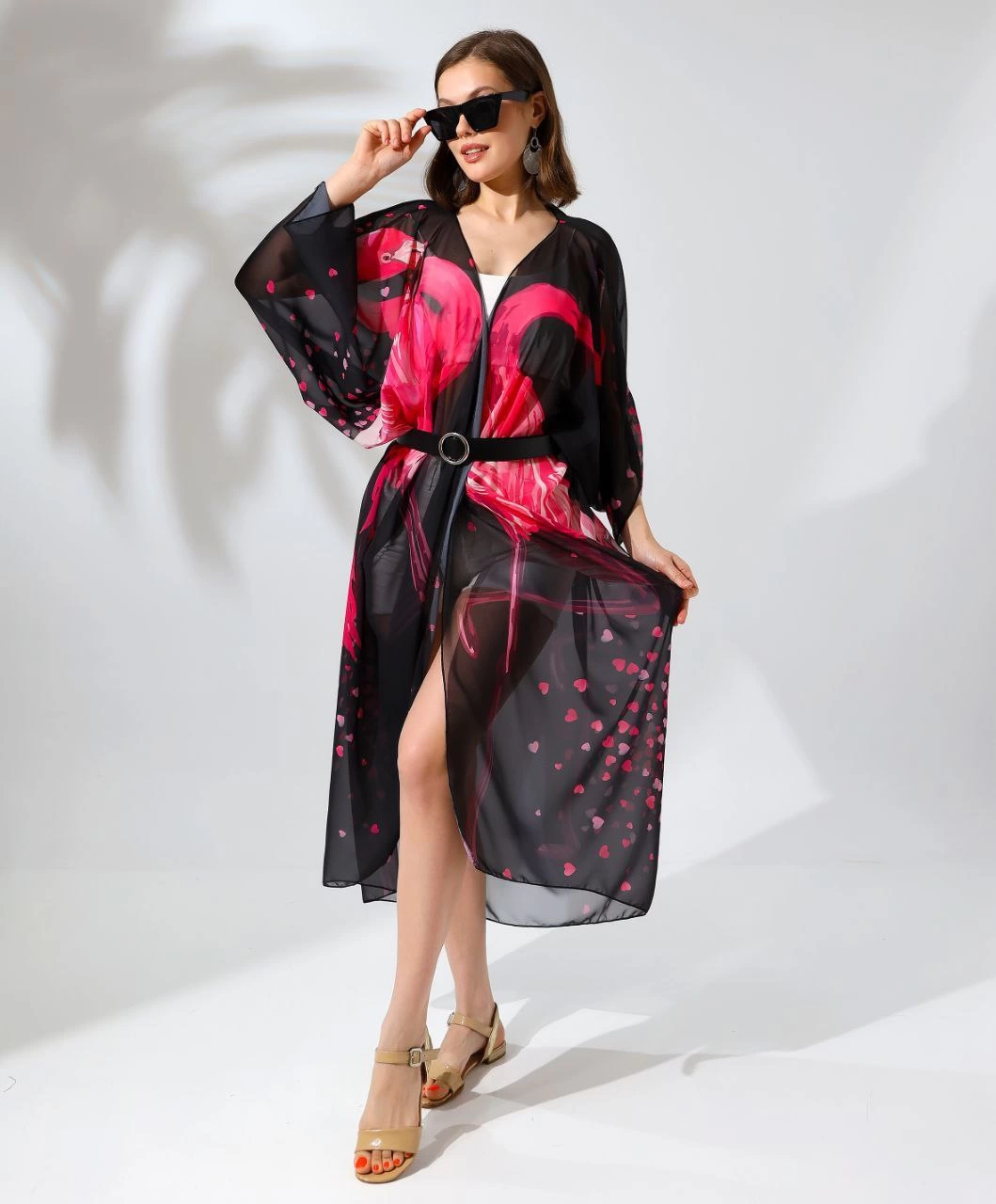 Kadın Rahat Kesim Şifon Kimono – Siyah