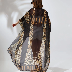 Kadın Rahat Kesim Şifon Kimono – Leopar