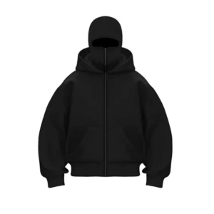 Kadın Samuray Ninja Çift Kapüşonlu Maske Detaylı 3 İplik Hoodie – Siyah