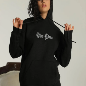 Kadın Oversize Kapüşonlu Cepli Baskılı 3 İplik Pamuklu Hoodie Sweatshirt - Siyah