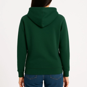 Kadın 3 İplik Pamuklu Kapüşonlu Kanguru Cepli Sweatshirt hoodie – Haki