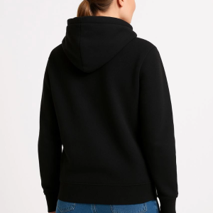 Kadın 3 İplik Pamuklu Kapüşonlu Kanguru Cepli Sweatshirt hoodie – Siyah