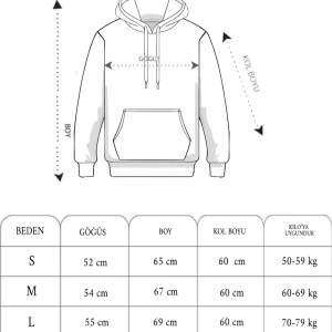 Kadın Kapüşonlu Kanguru Cepli 3 İplik Pamuklu Oversize Hoodie Sweatshirt – Siyah