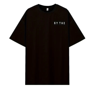 Kadın Kısa Kol Yazlık Tişört Bisiklet Yaka Okyanus Baskılı T-Shirt – Siyah