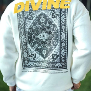 Erkek 3 iplik pamuklu Kışlık Bisiklet Yaka Baskılı SweatShirt – Beyaz