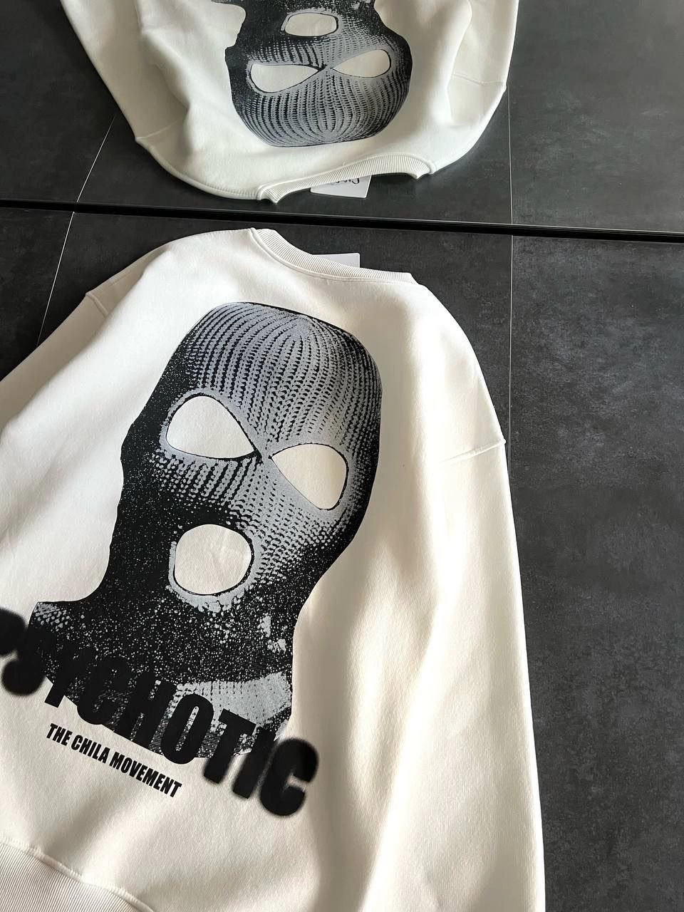 Kadın 3 iplik Kışlık Bisiklet Yaka Baskılı SweatShirt – Beyaz