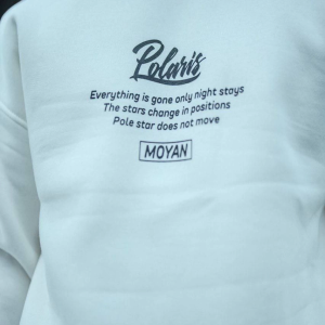 Erkek 3 iplik pamuklu Bisiklet Yaka Ön Ve Arka Baskılı SweatShirt – Beyaz