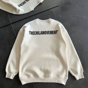 Erkek 3 iplik pamuklu Kışlık Bisiklet Yaka Oversize Baskılı SweatShirt – Beyaz