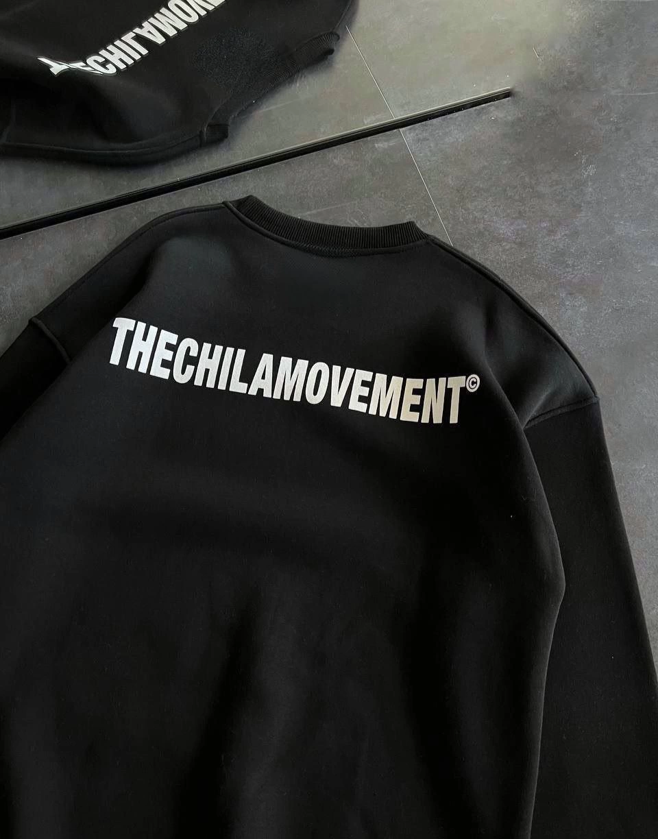 Kadın 3 iplik Kışlık pamuklu Bisiklet Yaka Oversize Baskılı SweatShirt – Siyah