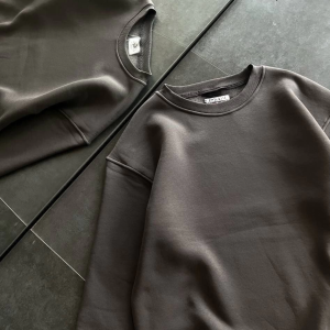 Kadın Bisiklet Yaka 3 İplik Pamuklu Basic SweatShirt – Füme