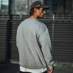 Erkek Kışlık Bisiklet Yaka 3 İplik Basic SweatShirt – Gri
