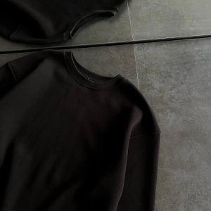 Kadın Bisiklet Yaka 3 İplik Pamuklu Basic SweatShirt – Siyah