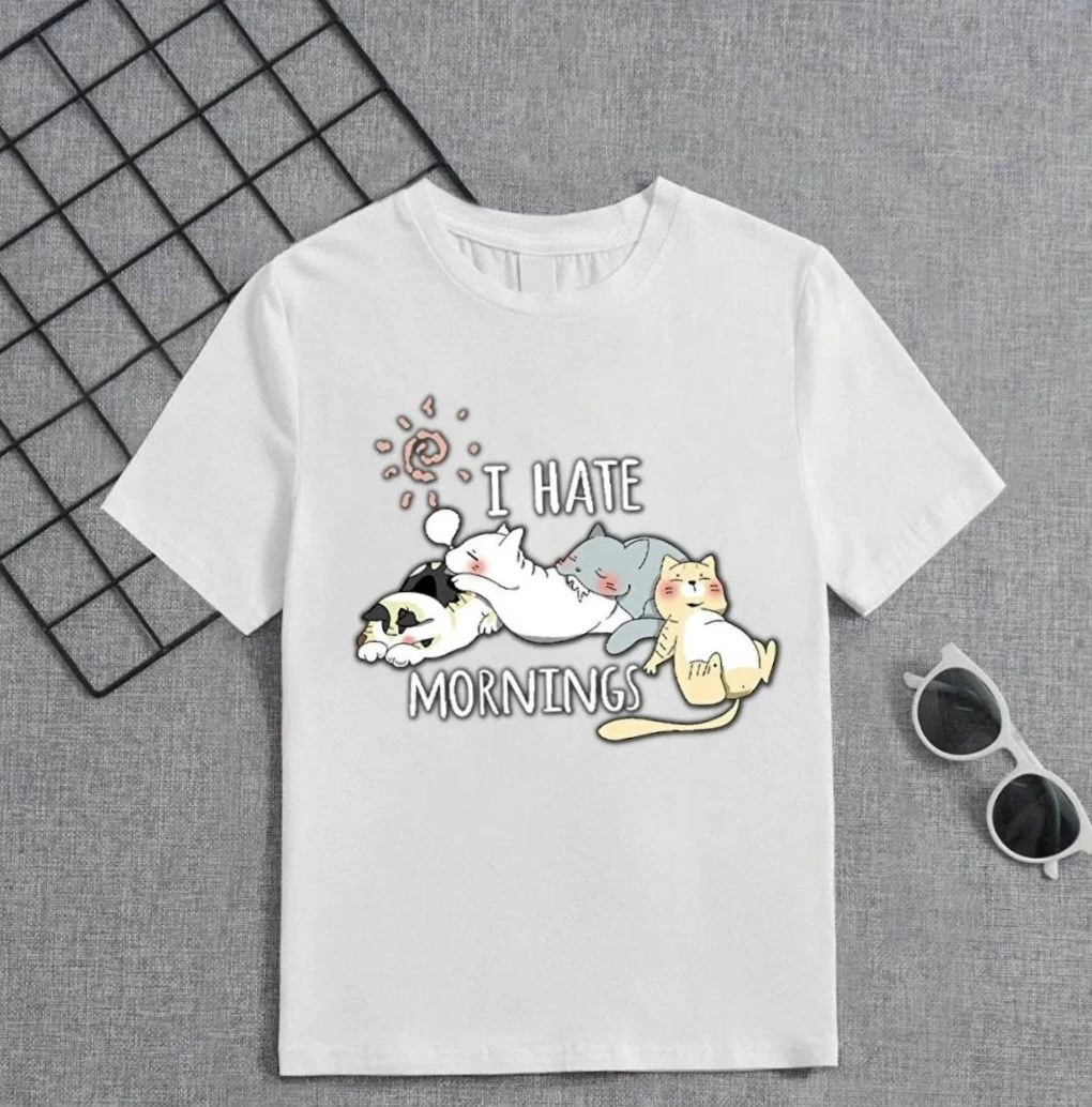 Kız Çocuk Bisiklet Yaka Baskılı T-Shirt – Beyaz