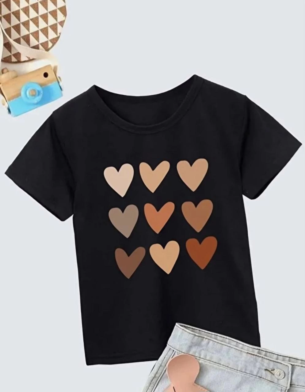Kız Çocuk Bisiklet Yaka Baskılı T-Shirt – Beyaz