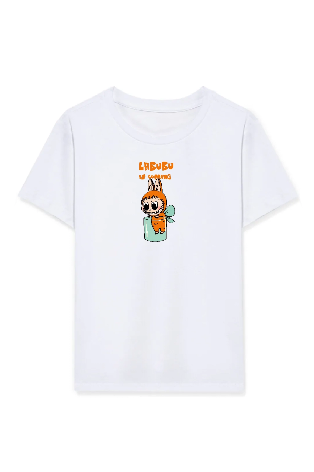 Kız Labubu Çocuk Baskılı T-Shirt – Beyaz