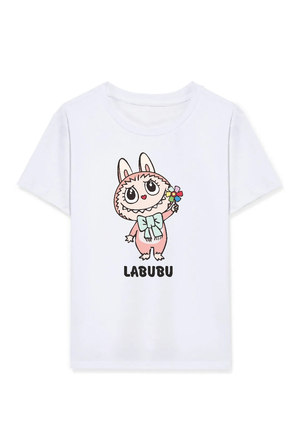 Kız Labubu Çocuk Baskılı T-Shirt – Beyaz