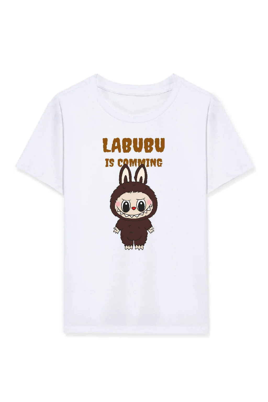 Kız Labubu Çocuk Baskılı T-Shirt – Beyaz