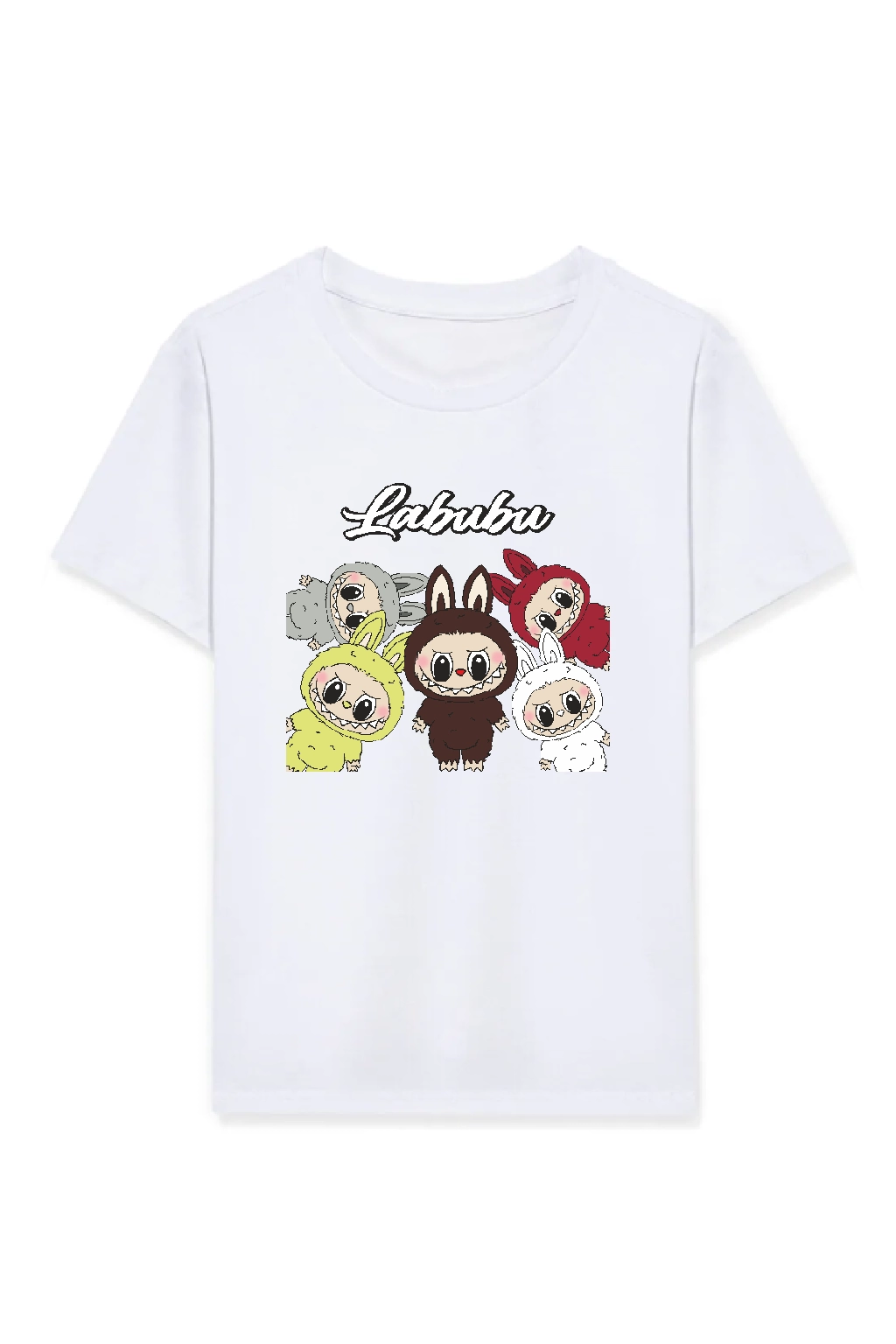 Kız Labubu Çocuk Baskılı T-Shirt – Beyaz