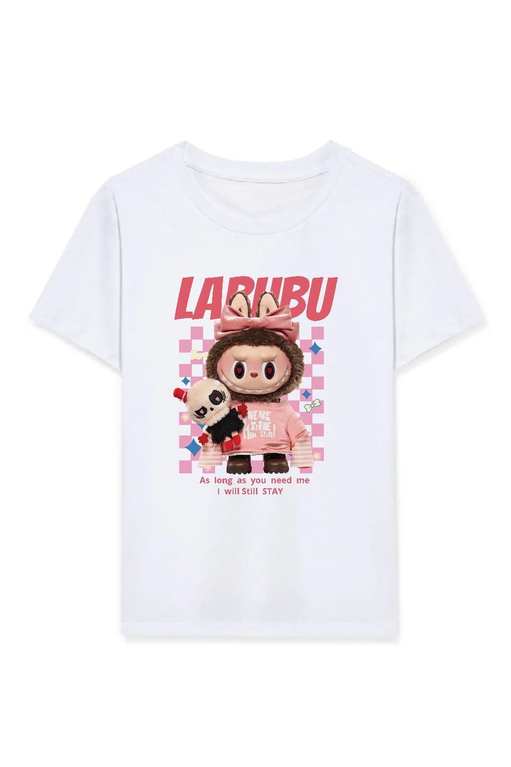 Kız Labubu Çocuk Baskılı T-Shirt – Beyaz