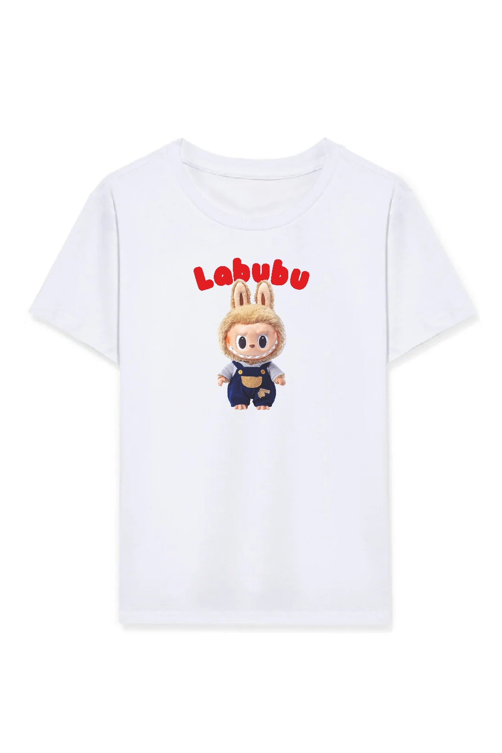 Kız Labubu Çocuk Baskılı T-Shirt – Beyaz