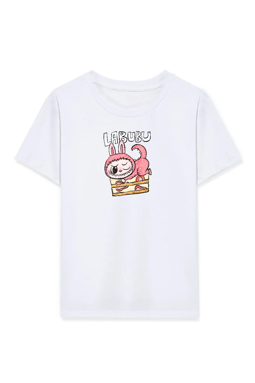 Kız Labubu Çocuk Baskılı T-Shirt – Beyaz