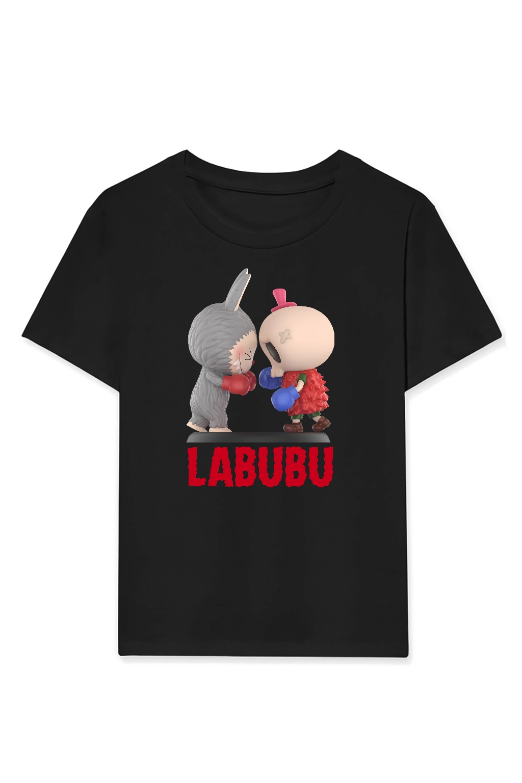 Kız Labubu Çocuk Baskılı T-Shirt – Siyah