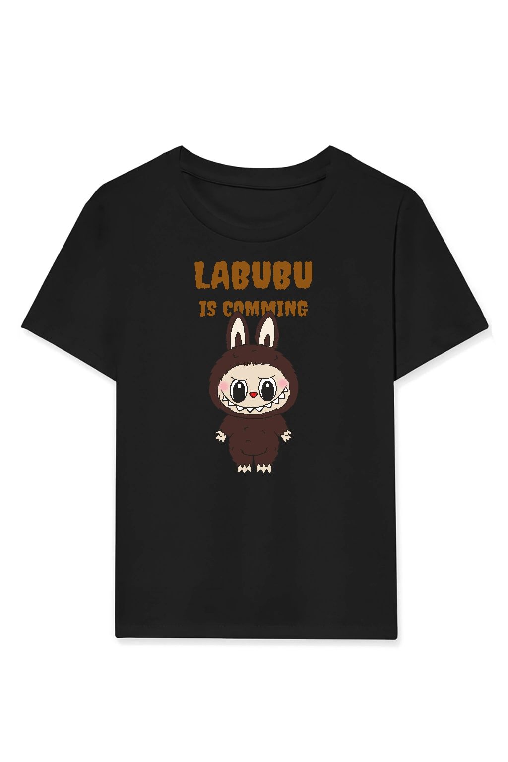 Kız Labubu Çocuk Baskılı T-Shirt – Siyah
