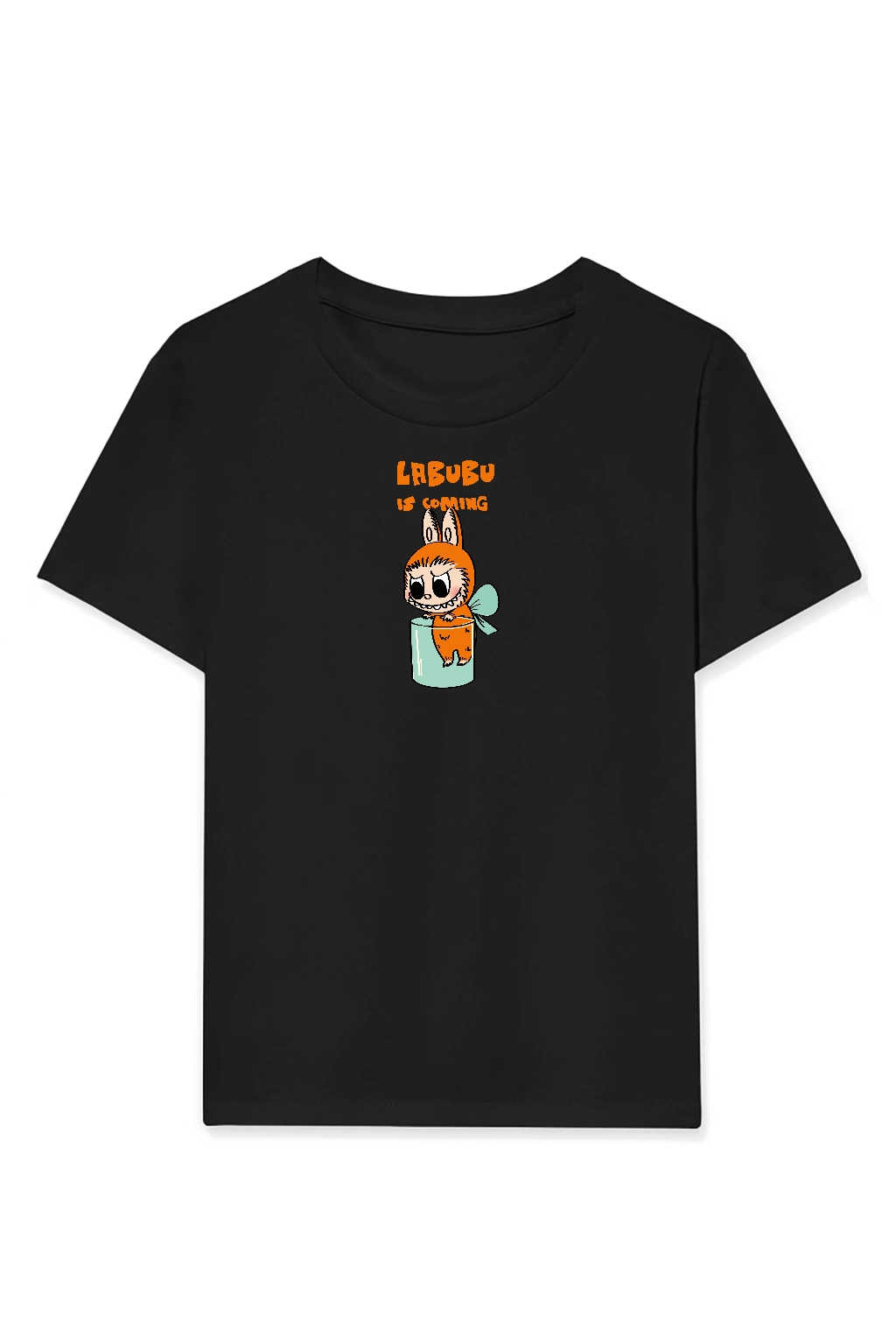 Kız Labubu Çocuk Baskılı T-Shirt – Siyah