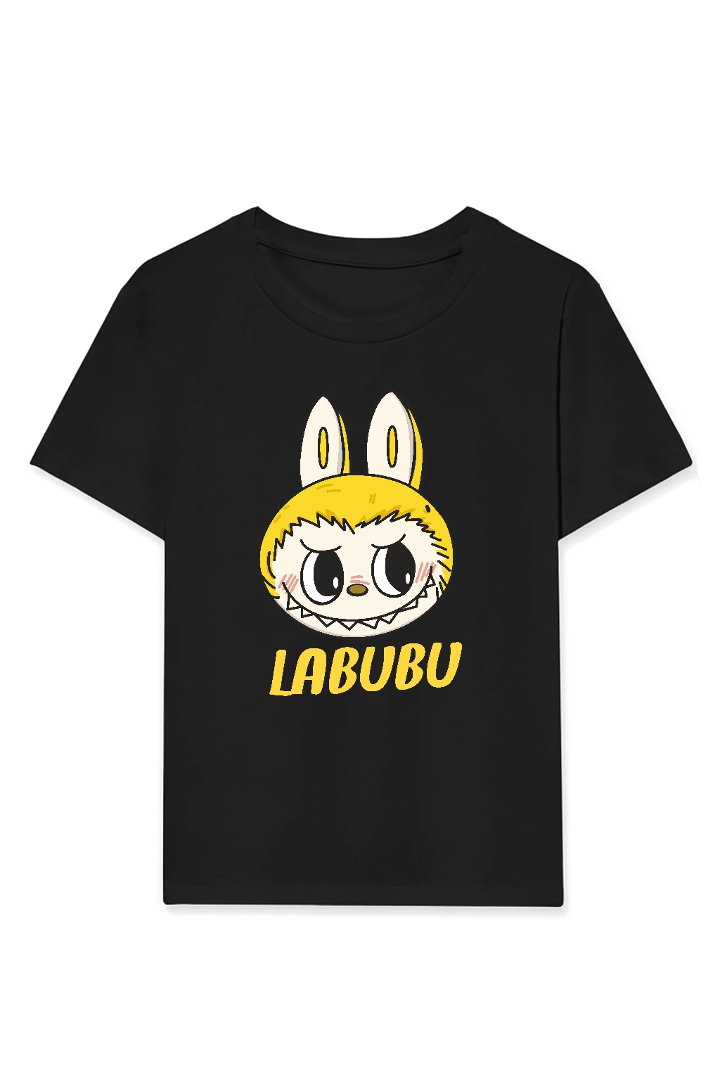 Kız Labubu Çocuk Baskılı T-Shirt – Siyah