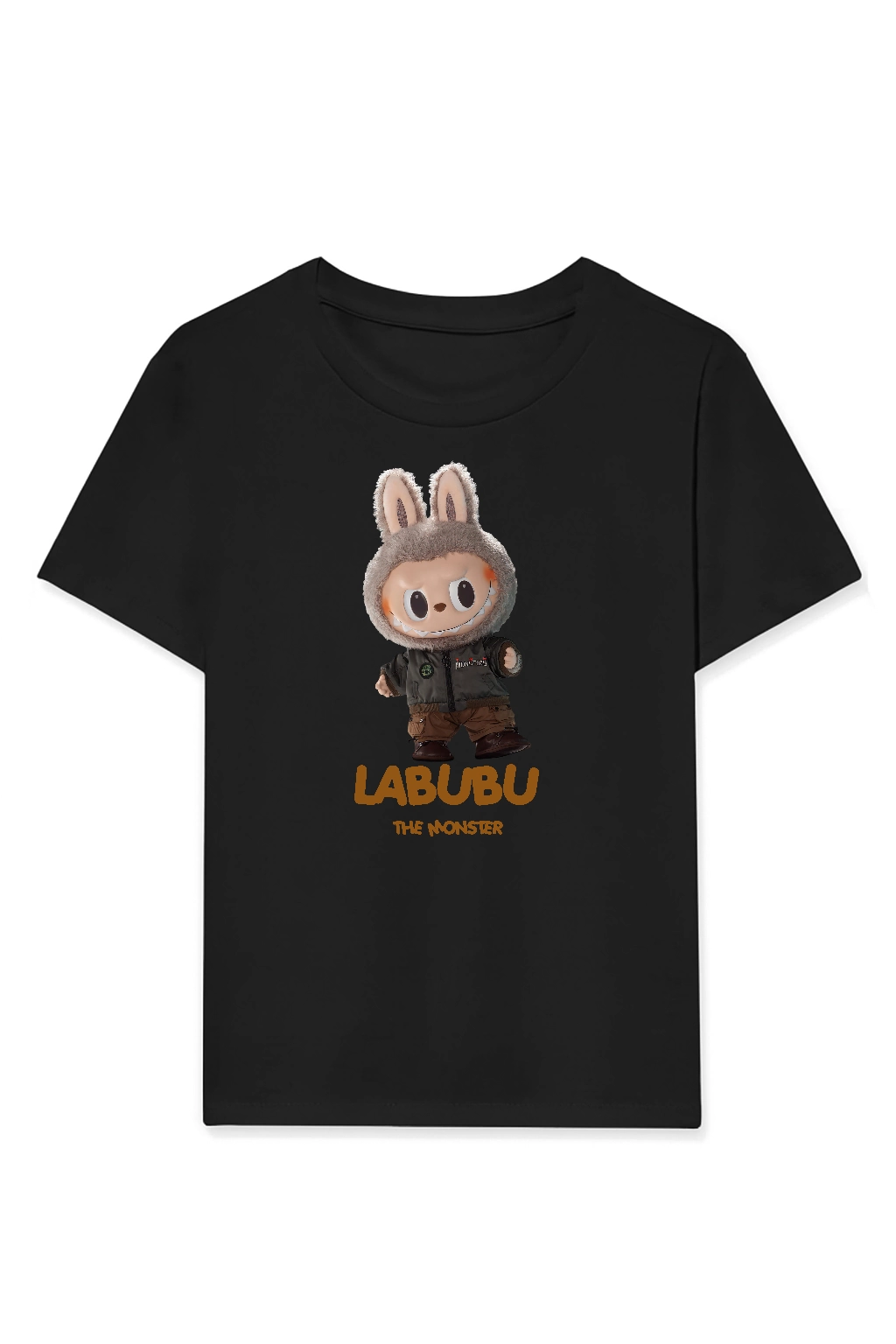 Kız Labubu Çocuk Baskılı T-Shirt – Siyah