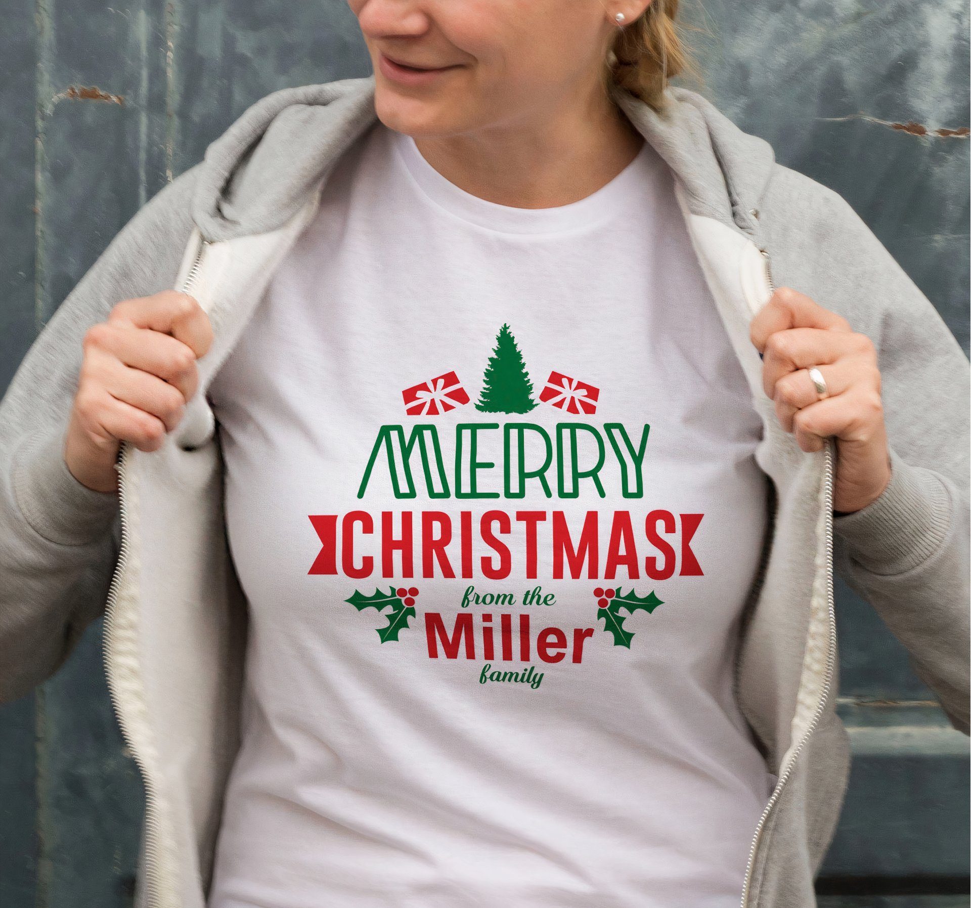 Yılbaşı Merry Christmas Miller Baskılı Oversize Bisiklet Yaka T-shirt – Beyaz